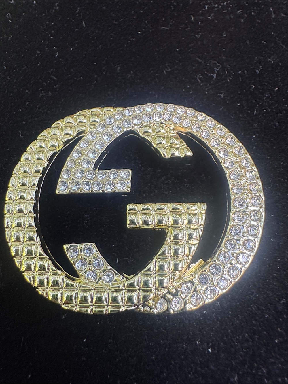 Brooch Gold Rhinestone Double-G Brooch -